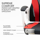 OVERDRIVE Ergonomic Office Desk Chair, Height Adjustable Lumbar Support, Mesh Fabric, Faux Leather, Headrest, White/Black/Red